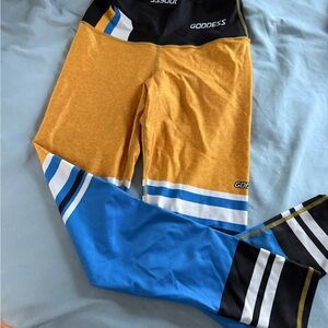 Goddess Kids Colorblock Leggings - Gold and Blue